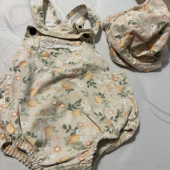 Cream and Orange Diaper Cover One Piece with Elastic Details - Picture 1 of 1